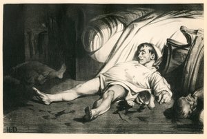 Honderdtwintig lithografieën van H. Daumier, Satirique in N & B, circa 1834: Massacre de la rue Transnonain (Parijs) - Republikein, Dode lichamen, Repressie - Illustratie door Honore Daumier (1808-1879)