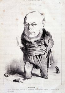 Proudhon, "apostel van het socialisme, vijand van eigendom en zijn gepatenteerde vernietiger" - door Daumier, in "Charivari" van 06/01/1849