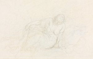 Liggende Vrouw Leunend op Haar Arm (verso) door Honoré Daumier