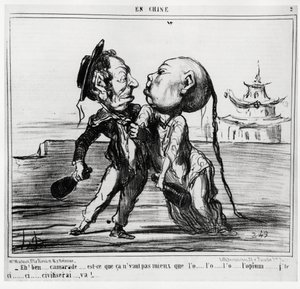Tweede Opiumoorlog (1856-1860), in 1858 stemde de Chinese regering ermee in de handel in opium te legaliseren onder Frans-Britse druk: Eh! Nou, kameraad... Is het niet beter dan de o... l