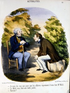 Twee mannen bespreken politiek en het nut van de Comte de Mole door Honoré Daumier