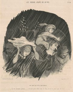 Een avond van nationale feestdag door Honoré Daumier