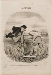 Wanneer men hooit, moet men niet te dicht bij de maaiers komen door Honoré Daumier