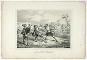 Uiteindelijk doorboorde hij met één fatale klap haar zij... door Horace Vernet