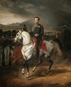 Ruiterportret van Karel Albert, Koning van Sardinië door Emile Jean Horace Vernet