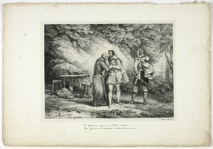Hij verlaat deze deugdzame oude man met spijt... door Horace Vernet