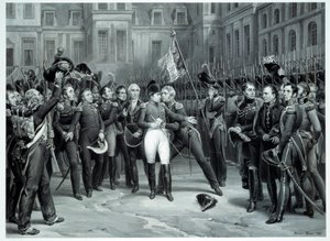 Het afscheid van Napoleon Bonaparte (1769-1821) van de keizerlijke garde in de binnenplaats van Cheval Blanc in Fontainebleau 20/04/1814