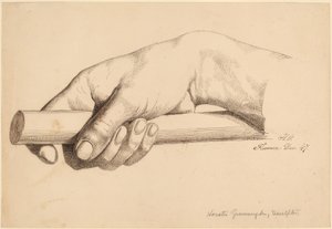 Rechterhand die een korte staaf vasthoudt door Horatio Greenough