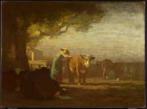 De Melkstal, c.1908 door Horatio Walker