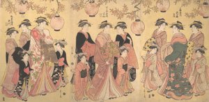 De Yoshiwara Parade in de Herfst, ca. 1793 door Hosoda Eishi
