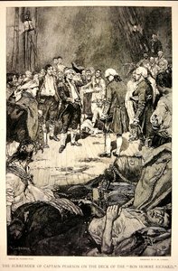 De overgave van kapitein Pearson aan John Paul Jones op het dek van de Bonhomme Richard in 1779 door Howard (after) Pyle