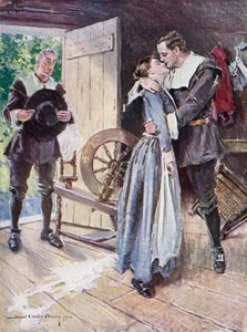 Illustratie voor De Hofmakerij van Miles Standish door Henry Wadsworth Longfellow