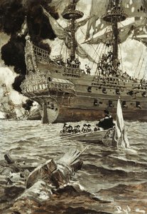 Een Zakelijke Transactie: De Admiraal Kwam in Zijn Staatssloep door Howard Pyle