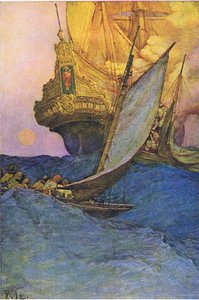 Een aanval op een galjoen, uit Howard Pyles Book of Pirates gepubliceerd door Harper & Bros, 1921