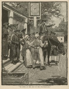 Hij stopt bij het teken van de windwijzer door Howard Pyle