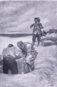 Kidd op Gardiners Island, uit Howard Pyles Book of Pirates gepubliceerd door Harper & Bros, 1921 door Howard Pyle