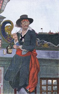 Kidd op het dek van de Adventure Galley, uit Howard Pyles Book of Pirates gepubliceerd door Harper & Bros, 1921