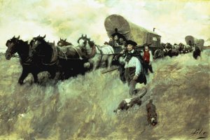 De Connecticut Kolonisten Betreden de Western Reserve, 1795 door Howard Pyle