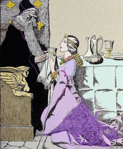 De fee Viviane betovert Merlijn de Tovenaar. Illustratie door Howard Pyle (1853 - 1911), Amerikaanse illustrator door Howard Pyle