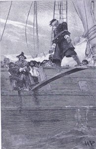 Over de plank lopen, uit Howard Pyles Book of Pirates gepubliceerd door Harper & Bros, 1921 door Howard Pyle