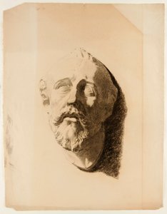 Tekening van afgietsel van mannelijk hoofd door Howard Russell Butler
