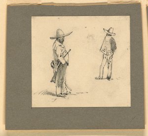 Twee Mexicanen staan door Howard Russell Butler