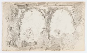 Zonder titel (Zittende figuren en muzikanten) door Howard Russell Butler