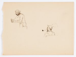 Zonder titel (Twee tekeningen van mannen) door Howard Russell Butler