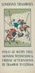 Polo bij Avery Hill, London County Council LCC Tramways poster, 1923