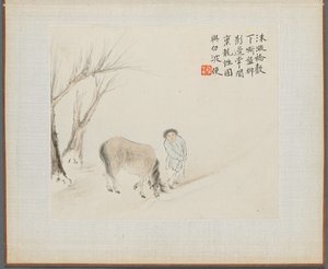 Album van Landschapsschilderijen die Oude Gedichten Illustreren: Een Man en een Paard bij een Stroom door Hua Yan