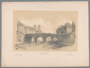 Zicht op de Pont Saint-Michel te Parijs door Hubert Clerget
