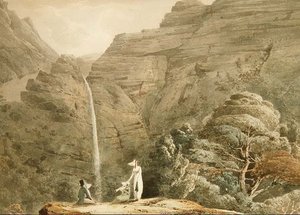 Bezoek aan de waterval bij Dol-y-Melynen, nabij Dolgelly, Wales