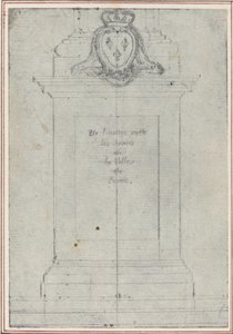 Een sokkel bekroond door de wapens van de koning van Frankrijk door Hubert Francois Gravelot