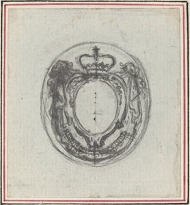 Wapenkartouche met Kroon en Guirlandes