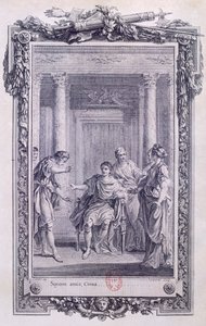 Cinna of De Genade van Augustus, tragedie door Pierre Corneille, gravure door Gravelot