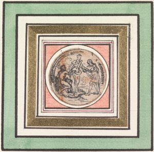 Ontwerp voor een medaille: Frederick en Augusta, Prins en Prinses van Wales door Hubert Francois Gravelot