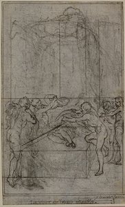 Studie voor een illustratie in Tacitus "Tiberius, of De zes eerste boeken van de Annalen", Boek VI, Vol. 3, 1e Studie door Hubert Francois Gravelot