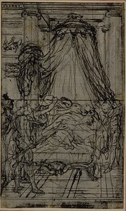 Studie voor een illustratie in Tacitus "Tiberius, of De zes eerste boeken van de Annalen", Boek VI, Vol. 3, 2e Studie door Hubert Francois Gravelot