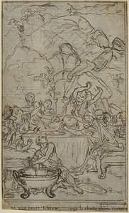 Studie voor een illustratie in Tacitus "Tiberius, of De zes eerste boeken van de Annalen", Boek IV, Deel 2, 2e Studie door Hubert Francois Gravelot