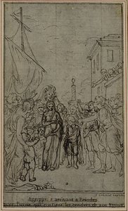 Studie voor een illustratie in Tacitus "Tiberius, of De zes eerste boeken van de Annalen", Boek III, Deel 2, 2e Studie door Hubert Francois Gravelot