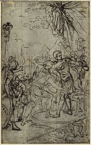 Studie voor een illustratie in Tacitus "Tiberius, of De zes eerste boeken van de Annalen" Boek I, Deel 1, 3e Studie door Hubert Francois Gravelot