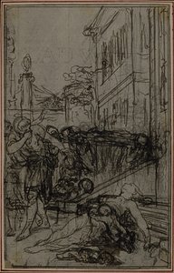Studie voor het vignet van Lucretius