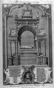 Het monument van Mary Queen of Scots in Westminster Abbey, illustratie uit Rapin