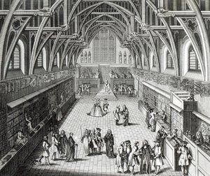 Westminster Hall, de eerste dag van het semester, een satirisch gedicht, 1797 gegraveerd door C. Mosley door Hubert Francois Gravelot