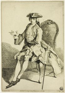 Jonge heer zittend door Hubert Francois Gravelot