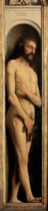 Adam, detail van de linker vleugel van het Lam Gods door Hubert & Jan van (1390 1441) Eyck