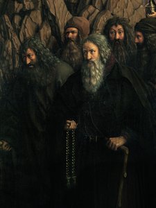 Detail van de Hermieten, van de rechterkant van het Gentse Altaarstuk
