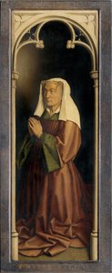 Lysbette Borluut, detail van het gesloten Gentse altaarstuk door Hubert & Jan van (1390 1441) Eyck