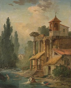 Een Caprice met een Hermitage, 1796 door Hubert Robert