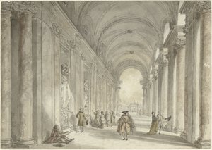 Colonnade van het Casino van de Villa Albani, in Rome door Hubert Robert